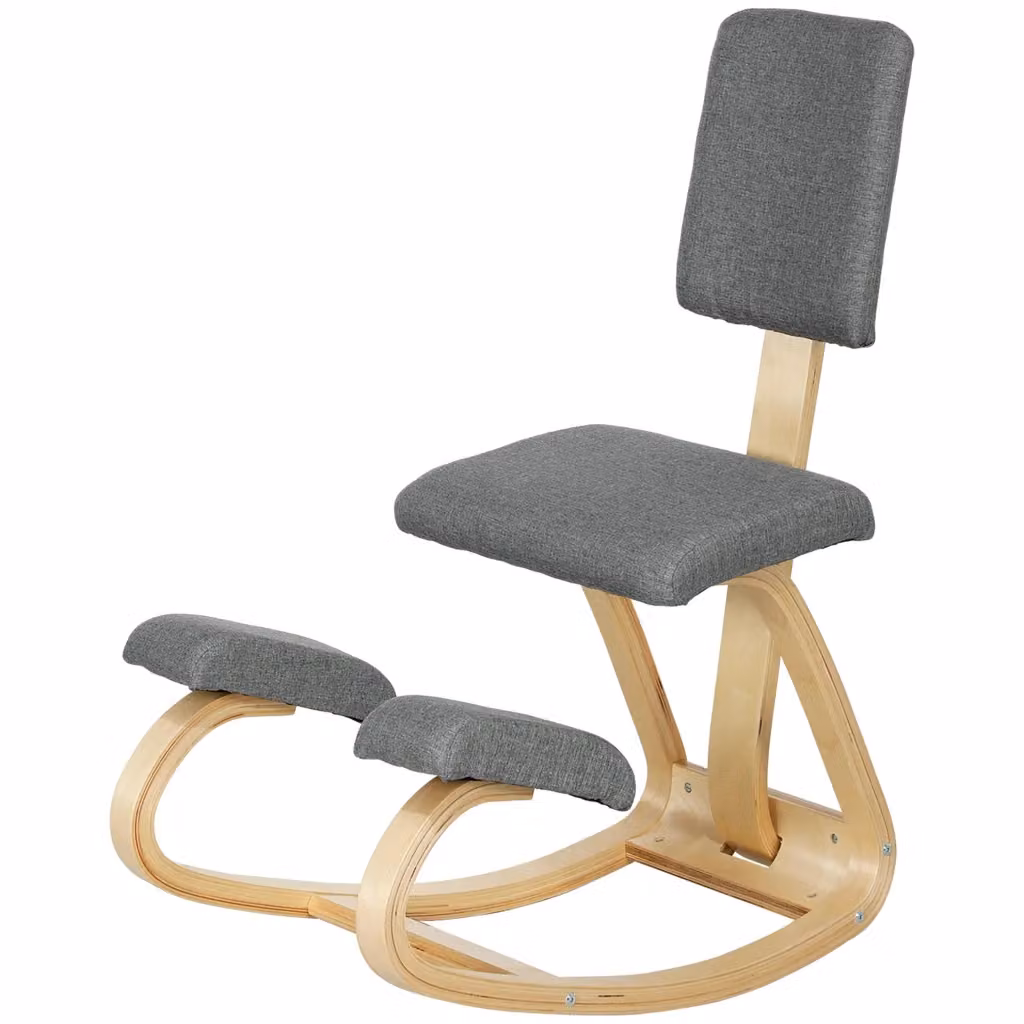 Sedia Inginocchiatoio Zephmum in Tessuto e Legno di Betulla Grigio L: 51 cm, P: 84 cm, H: 93 cm – 2