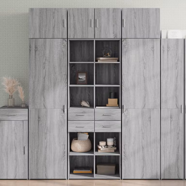 Credenza moderna vidaXL in legno MDF Grigio Sonoma L: 70 cm, P: 42,5 cm, H: 185 cm