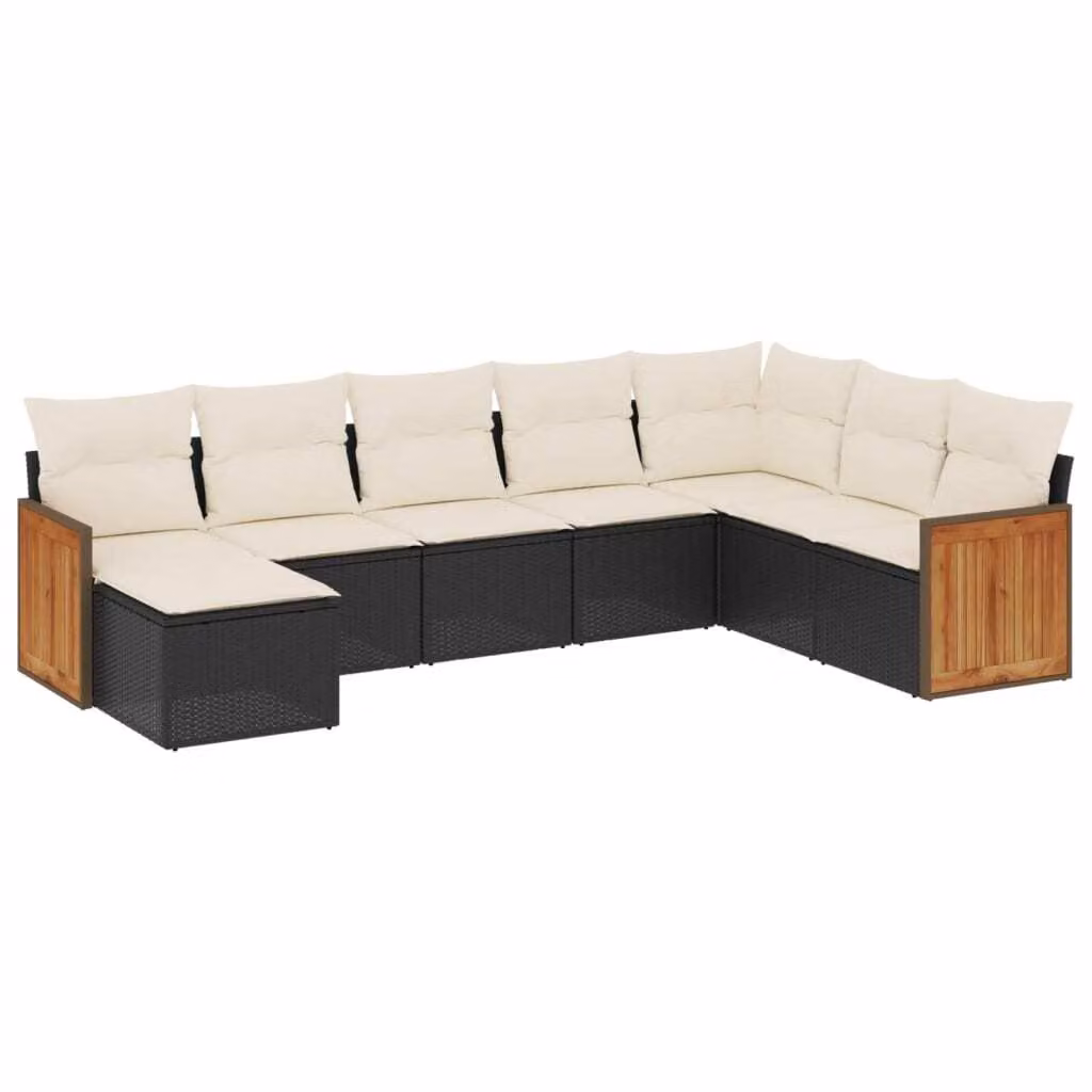 Set Divani da Giardino con Cuscini 8 pz Nero in Polyrattan