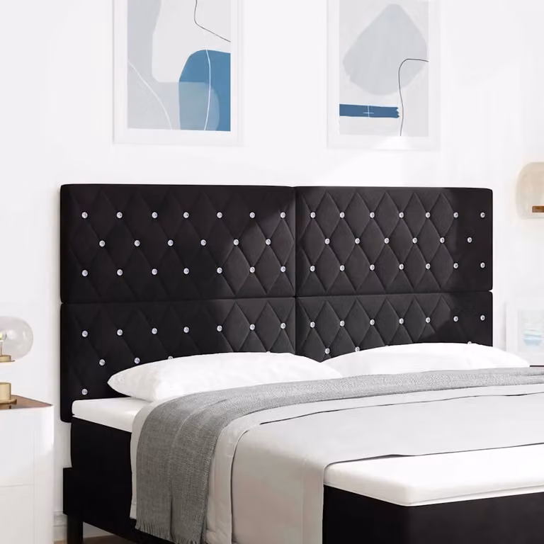 Testiera per letto moderna vidaXL in velluto nero con struttura in legno, Larghezza: 180 cm