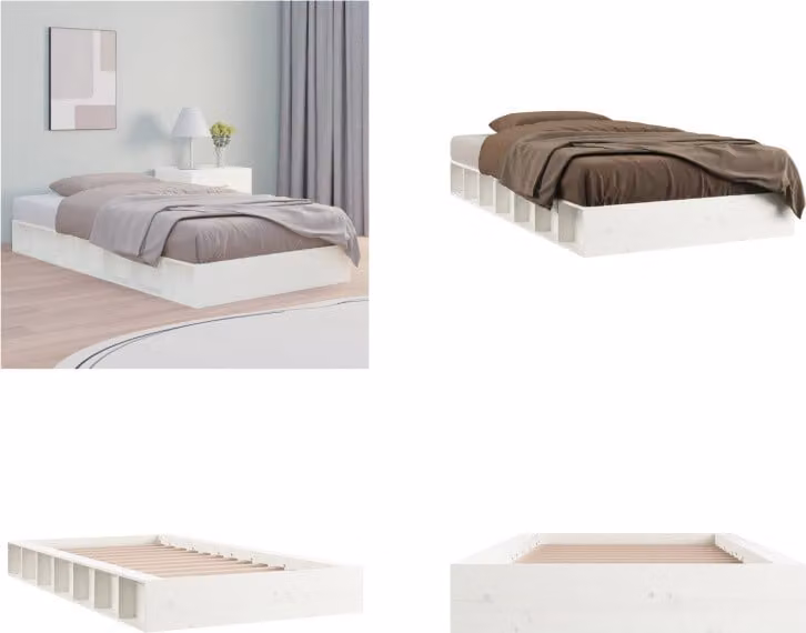 vidaXL Letto in legno massiccio bianco 75x190 cm - Struttura letto - Letto - Struttura letto in legno