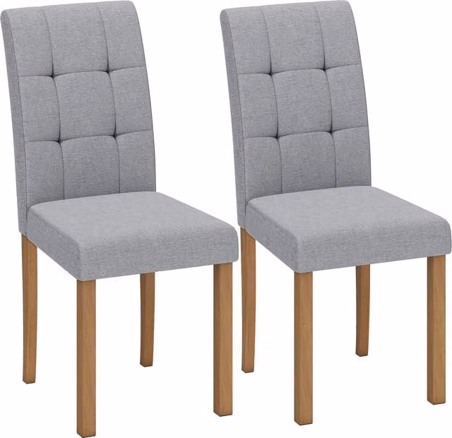Set di 2 sedie da pranzo imbottite HOMCOM in tessuto effetto lino, Grigio chiaro