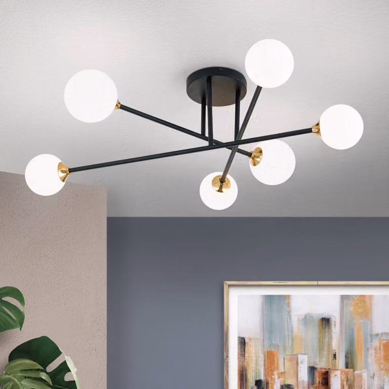 ORION Plafoniera soffitto Snowwhite, dimmerabile, Nero, Soggiorno / Sala da pranzo, Metallo, Moderno, Plafoniera
