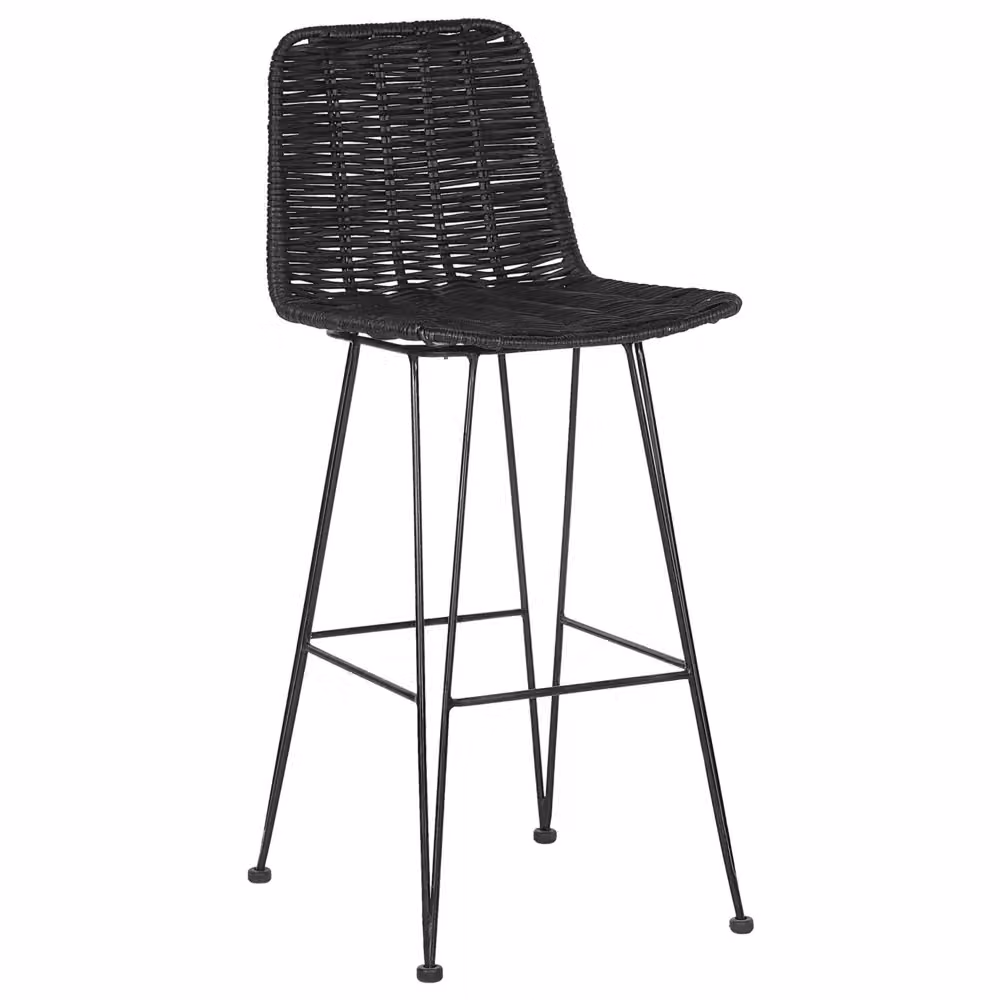 Set di sedie da bar BELIANI in rattan e metallo nero stile boho per cucina e sala da pranzo – 2
