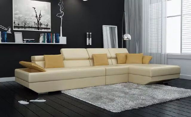 Wohnlandschaft Polster Ecke Eck Sofa Couch Garnitur Landschaft Leder - 2719C