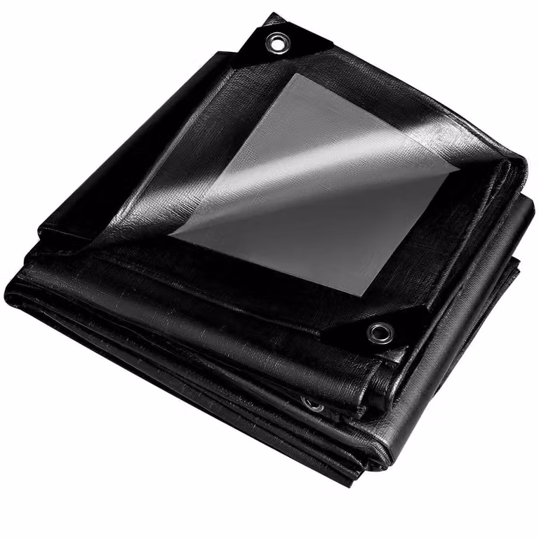 Telo in tessuto nero, 260 g/m², con occhielli, dimensioni 4m x 4m, impermeabile, resistente alla lacerazione, protezione UV