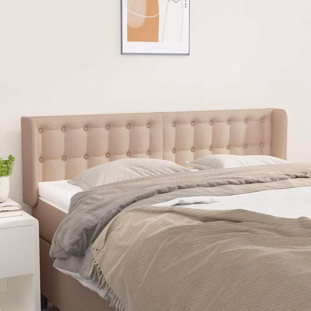 Testiera ad orecchio vidaXL in similpelle color cappuccino, L: 147 cm, P: 16 cm, H: 78-88 cm