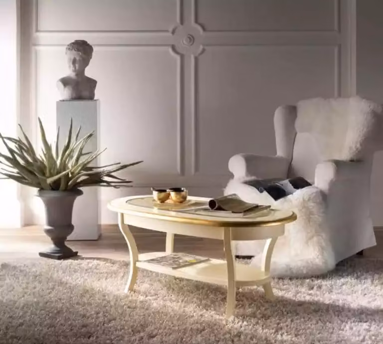 Klassischer Luxus Designer Couchtisch Wohnzimmer Holz Möbel Beige