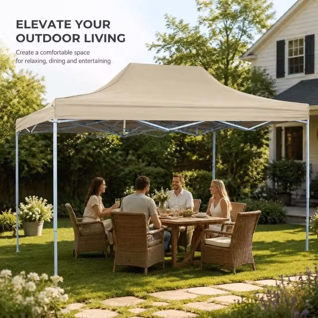 Pop-Up Folding Tent 3x4.5 M Cream White