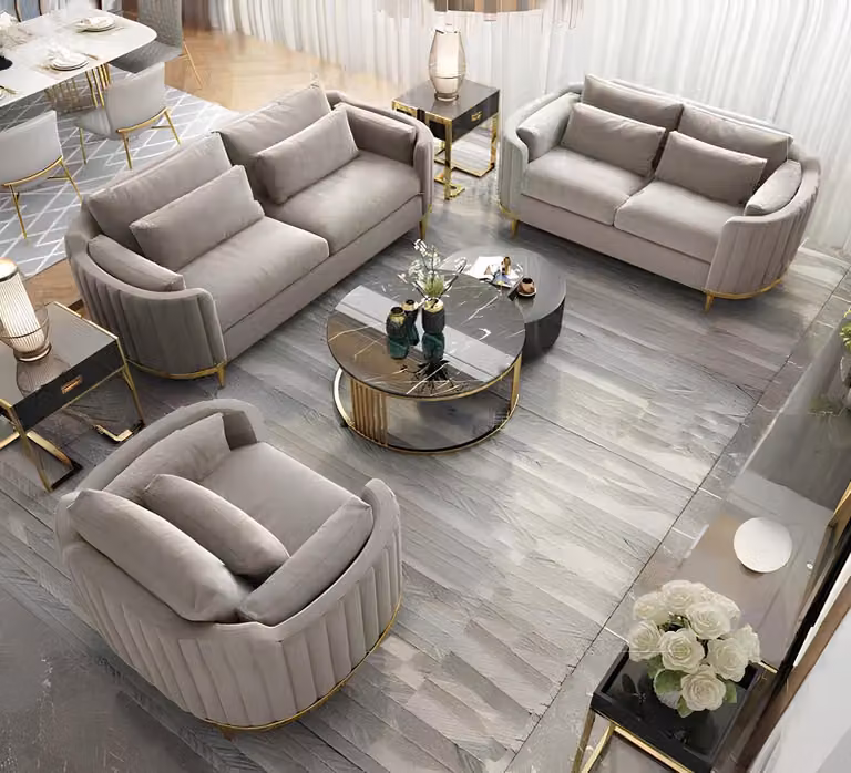 Divano Chesterfield, set componibile 3+2+2, divani modulari, rivestimento in tessuto