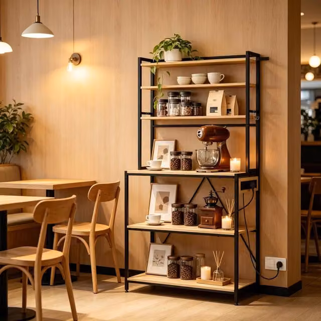 Mobile cucina REDOM in stile industrial con ripiani interni e ante con scaffale aperto, colore marrone, L: 80 cm, H: 167 cm, P: 40 cm
