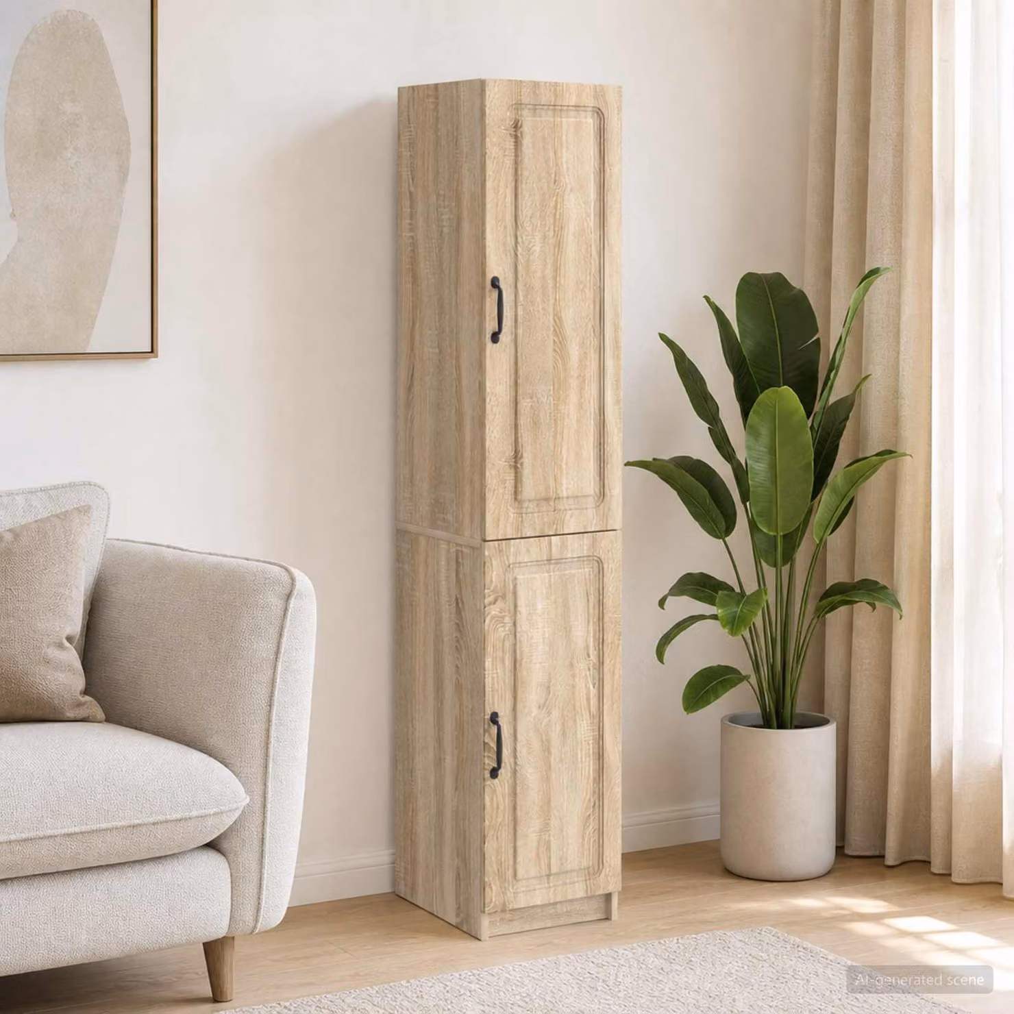 Set di 2 armadi vidaXL in legno ingegnerizzato e MDF colore marrone Rovere Sonoma con ante a battente e ripiani interni per soggiorno o ufficio