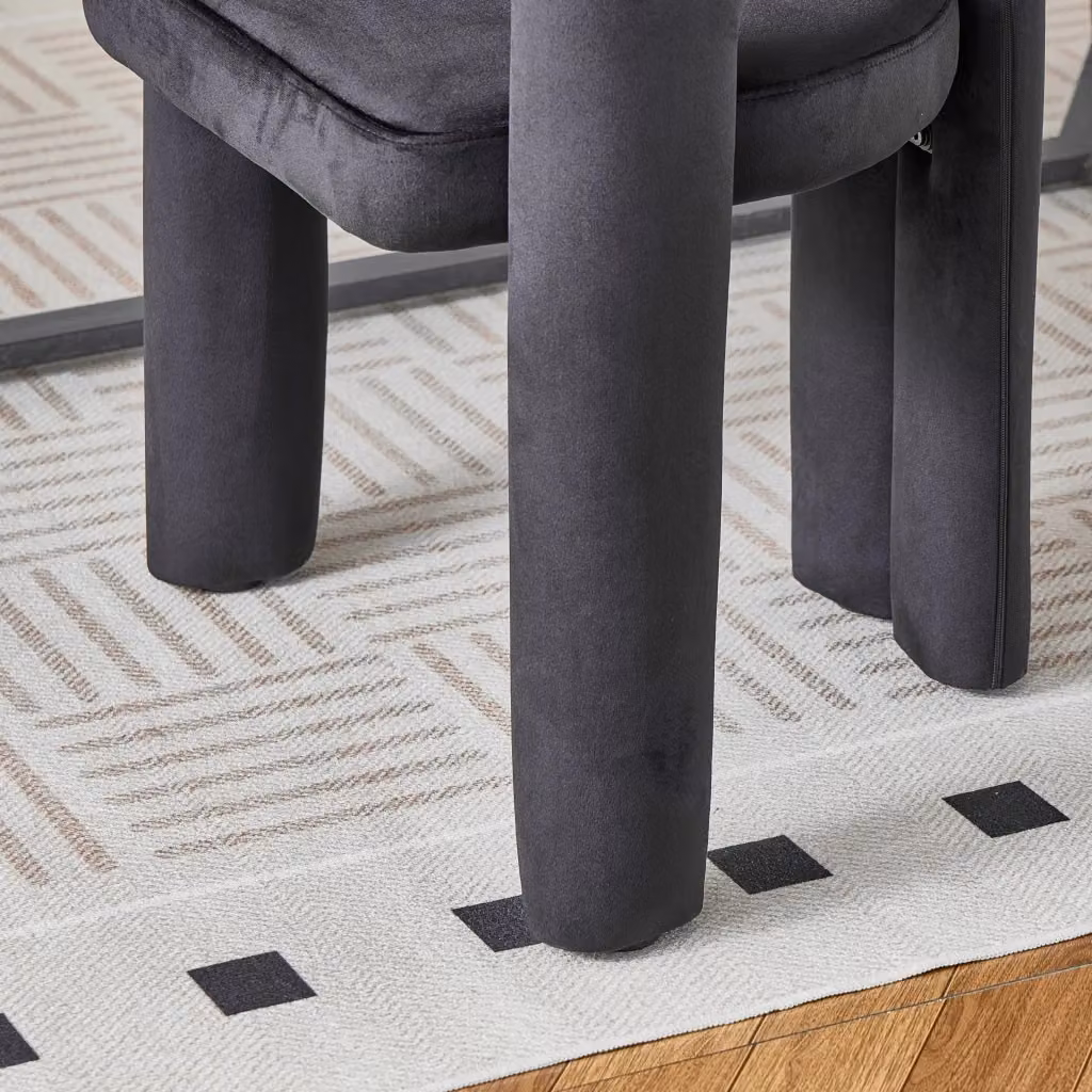 Sedia da pranzo MIVRAY con braccioli rivestita in velluto nero con design geometrico e minimalista, portata massima 150 kg – 2