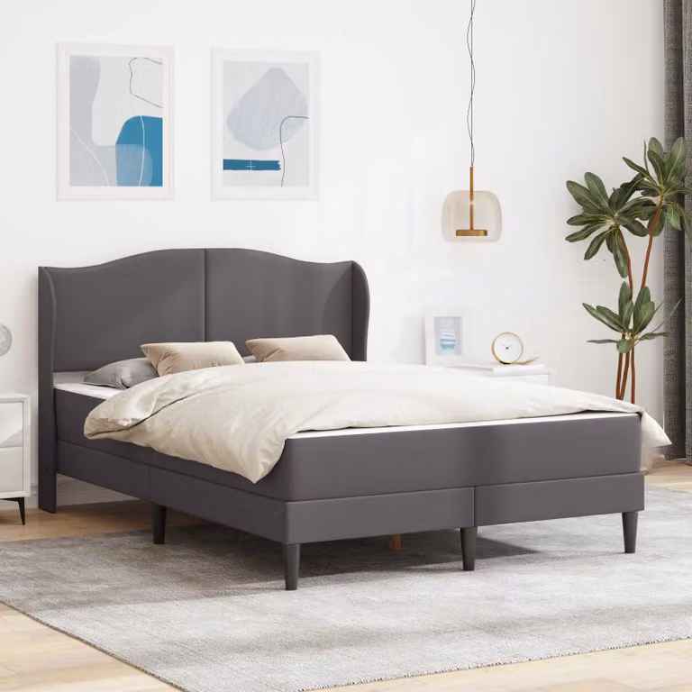 Struttura del letto con testiera vidaXL in similpelle grigia, L 140 x P 200 cm