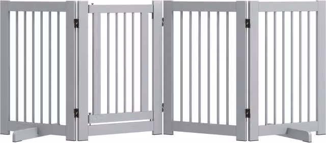Cancello per Cani ¨C zephmum ¨C Legno di Pino 204x36x75 cm Grigio Chiaro