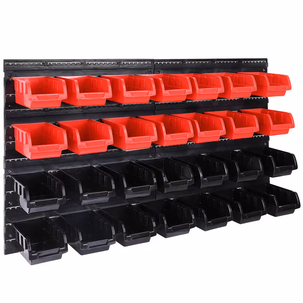 Set di 43 scatole impilabili da parete Deuba in plastica multicolore per officina – 3