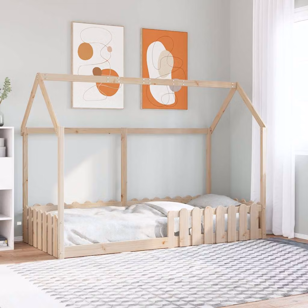 vidaXL Giroletto per Bambini in Legno Massello di Pino, Colore Marrone, 90x190 cm