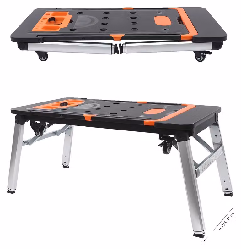 Tavolo pieghevole, configurazioni versatili 7-in-1, elevata capacità di carico, colore nero
