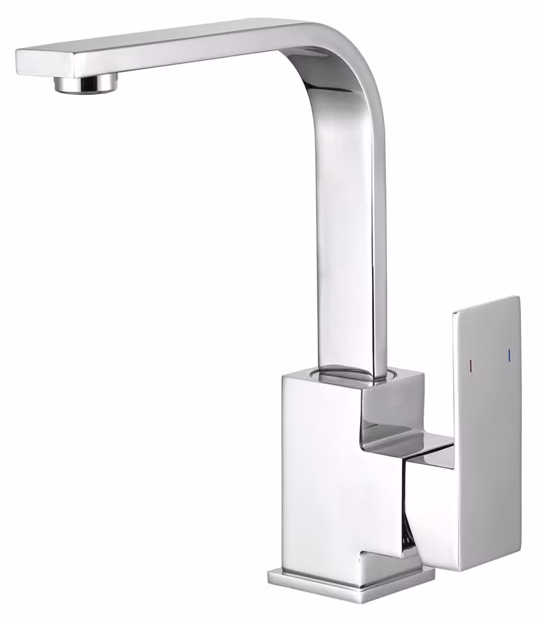 Rubinetto da cucina, girevole a 360°, miscelatore monocomando, forma a L, acciaio inossidabile, cromo