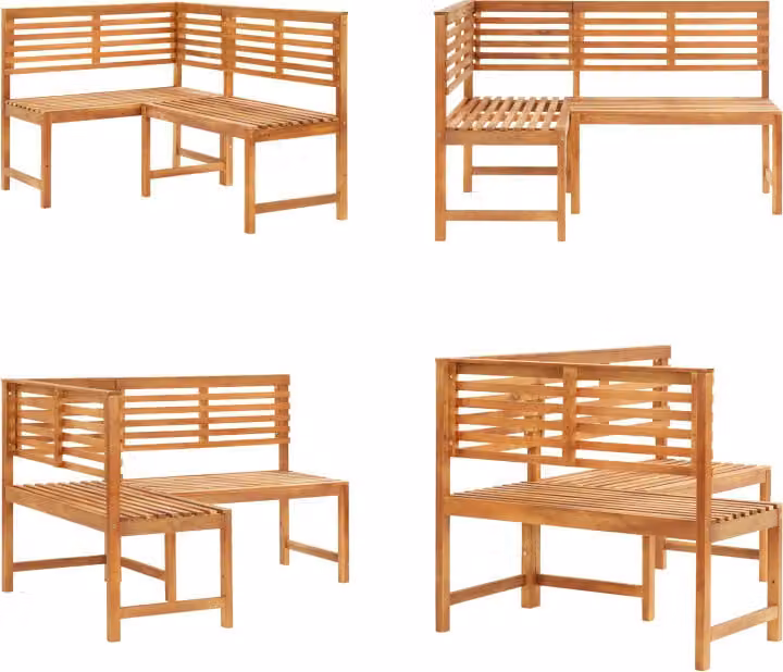 vidaXL Panca angolare da giardino 140 cm in legno massiccio di acacia - Panca angolare - Panca angolare - Panca da giardino - Panchine da giardino