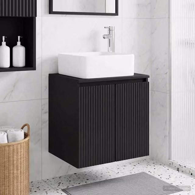 Mobile Lavabo da Parete Nero 49,5 x 41 x 63 cm 890403