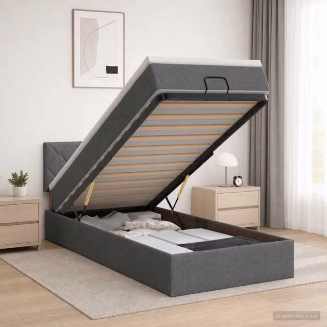 Letto Ottomano con Materasso e Illuminazione LED vidaXL, Grigio e Bianco, L/P/H: 200 x 80 x 88 cm – 1