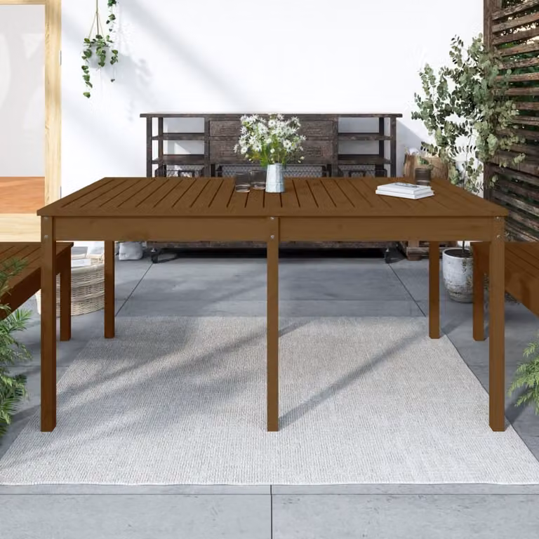 The Living Store Tavolo da giardino marrone miele 159,5x82,5x76 cm in legno di pino massiccio