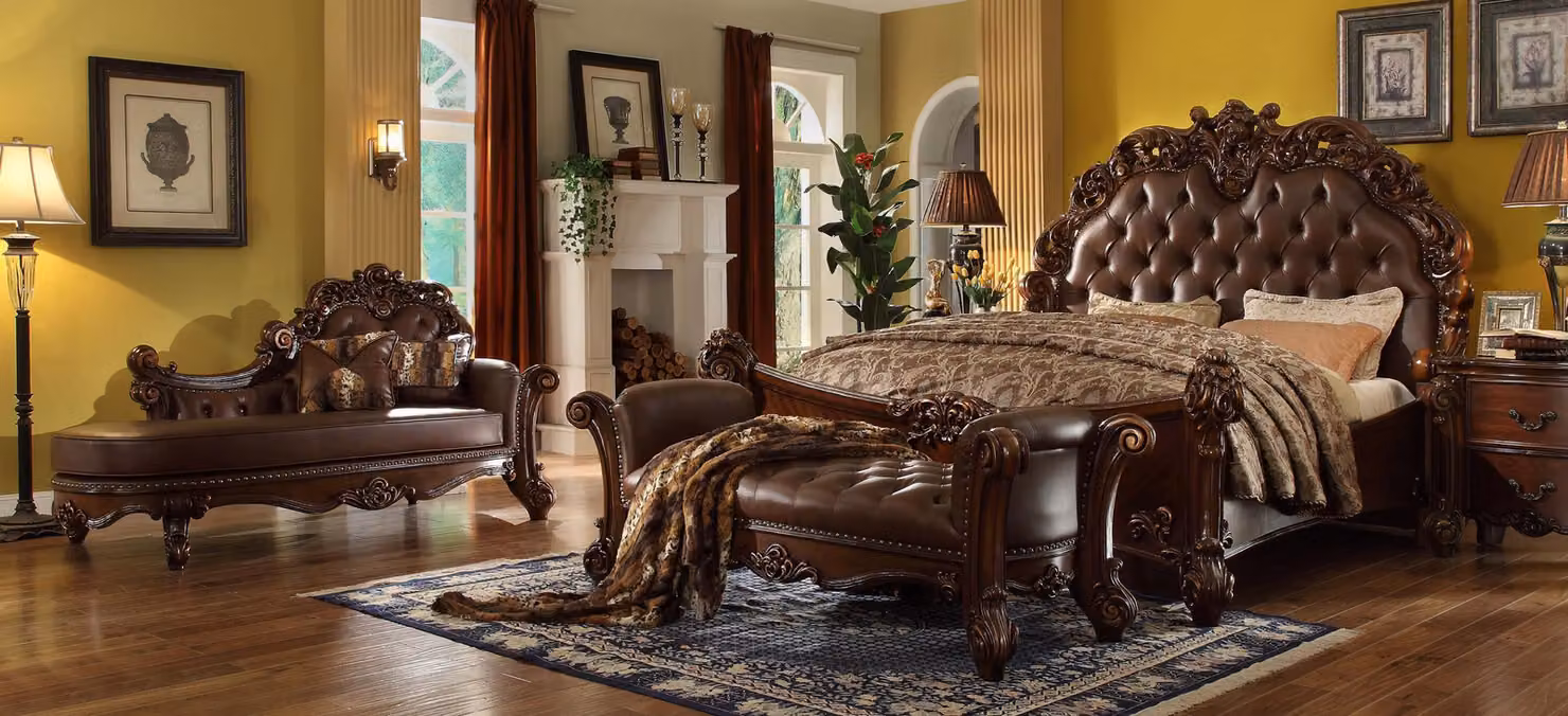 Doppelbett Bett Ehebett Luxus Betten Barock Rokoko Antik Stil Chesterfield