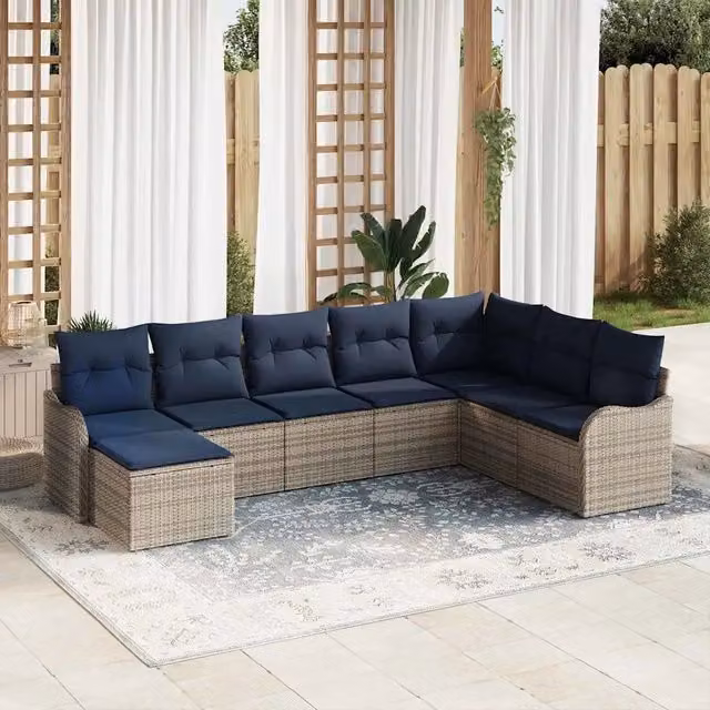 Set Divano da Giardino Grigio polyrattan 3345825
