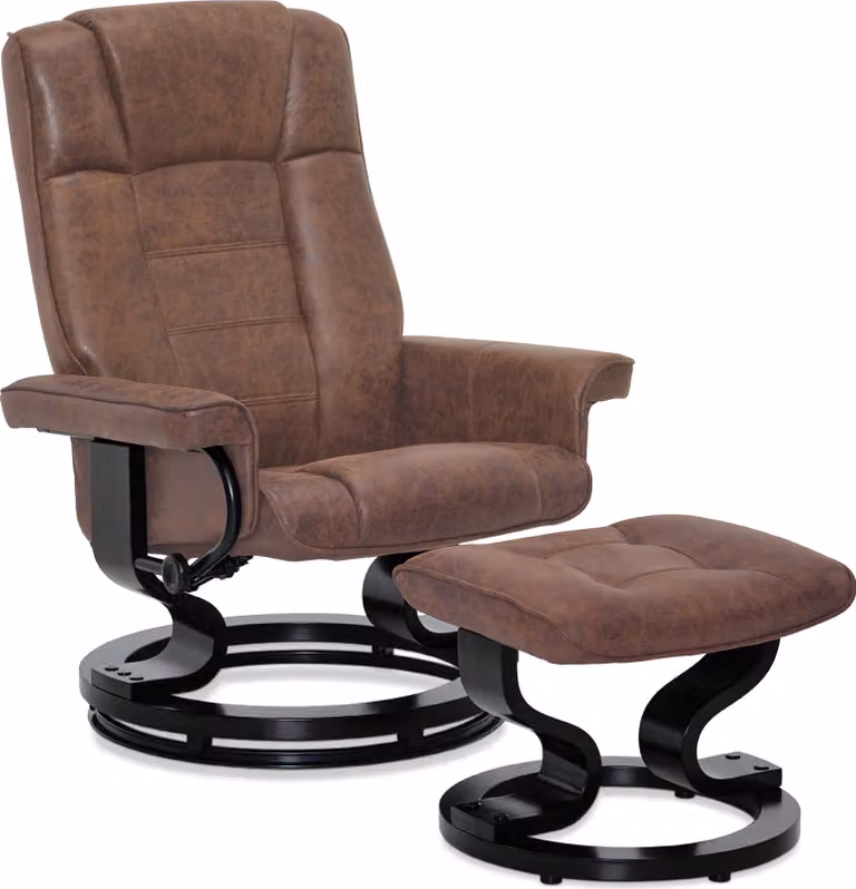 M MCombo poltrona reclinabile con sgabello, poltrona TV girevole a 360° con funzione reclinabile, poltrona TV con portata fino a 120 kg, poltrona reclinabile 9019 (microfibra marrone)