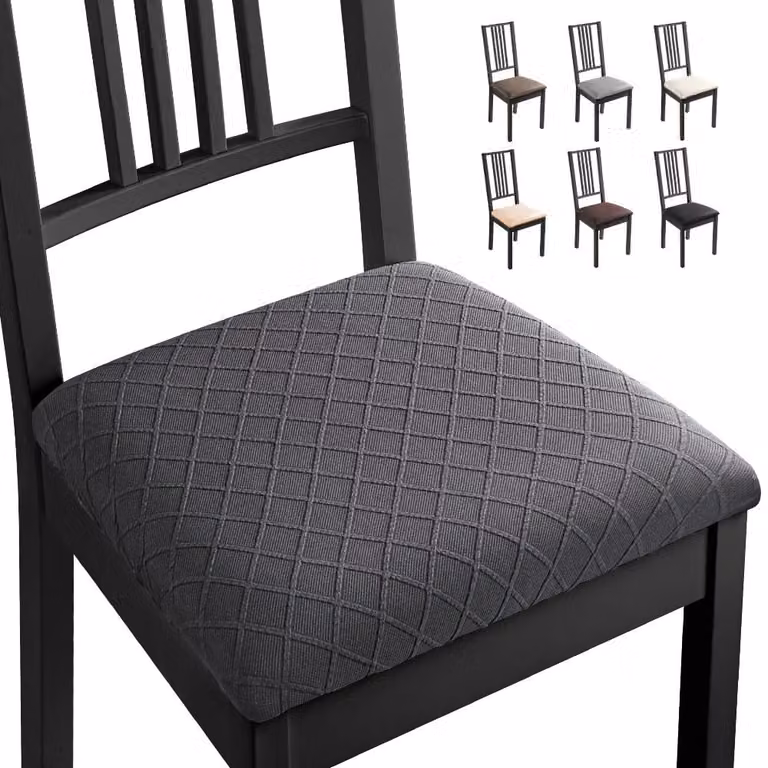 Copri sedie in tessuto jacquard, confezione da 4, elasticizzati, universali, per la sala da pranzo