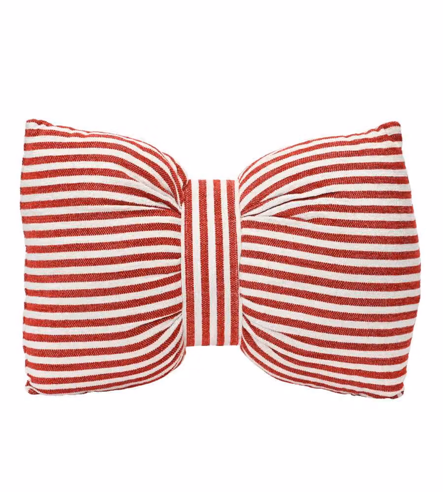 Kitchen Goods Cuscino Natalizio Fiocco Rosso e Bianco - 60x40 cm