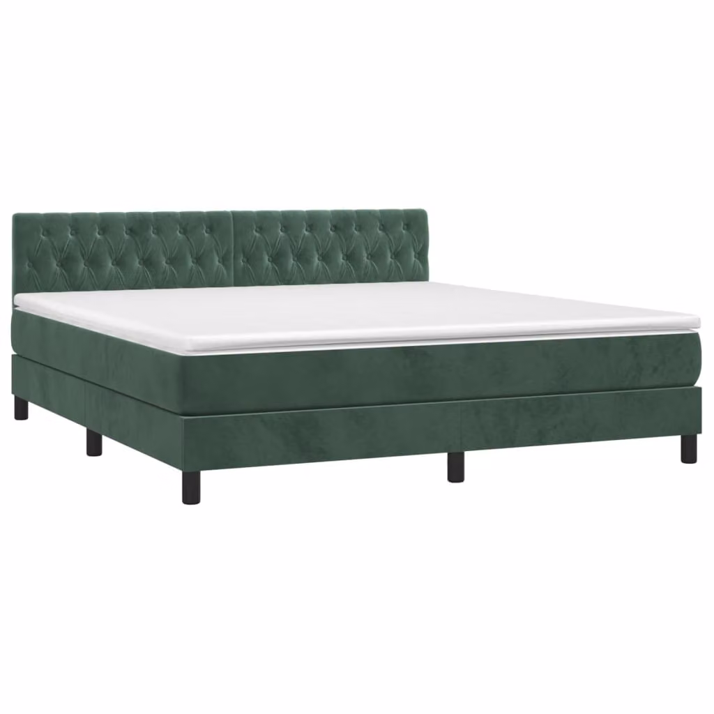 Giroletto a Molle con Materasso Verde Scuro 180x200 cm Velluto
