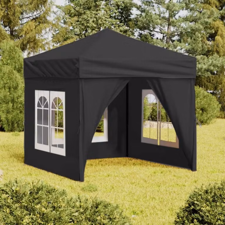 The Living Store Tenda pieghevole per feste con pareti laterali antracite 2x2 m