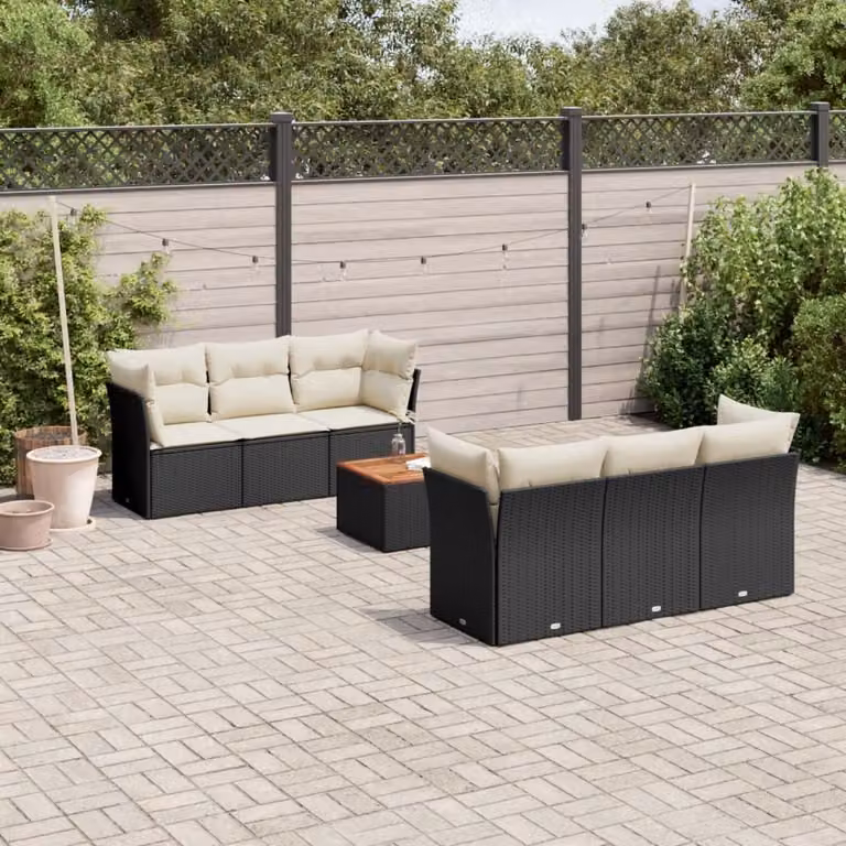 Maison Exclusive - Set Divani da Giardino con Cuscini 7pz Nero Polyrattan