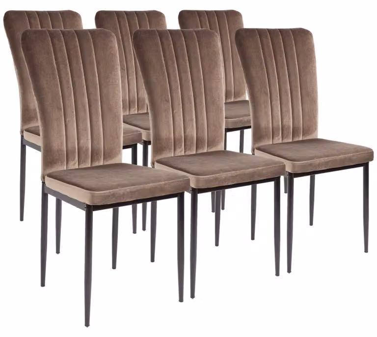 Sedie da pranzo Albatros con rivestimento in velluto, set di 6 MODENA, marrone - Elegante design vintage, elegante sedia da pranzo imbottita - Sedia da cucina o da sala da pranzo con elevata capacità di carico