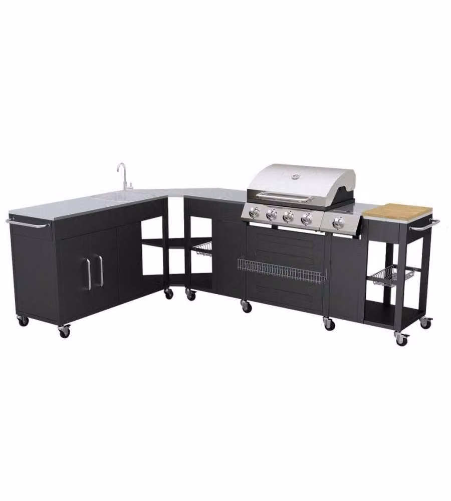 vidaXL - Barbecue a gas portatile nero 4+1 bruciatori