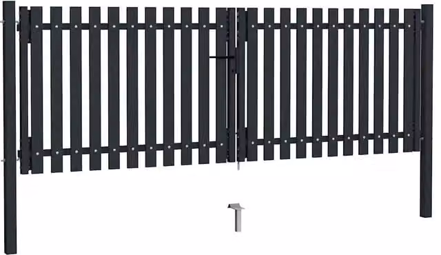 Cancello per Recinzione a doppia Porta 300x125 cm Antracite 146352