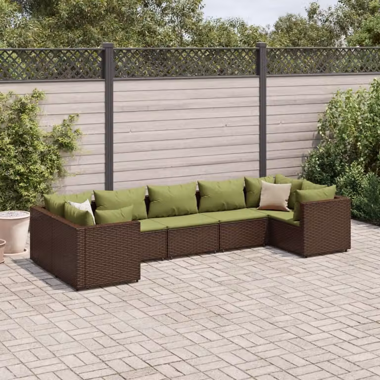Maison Exclusive - Set da giardino 7 pezzi con cuscini Marrone Poly Rattan
