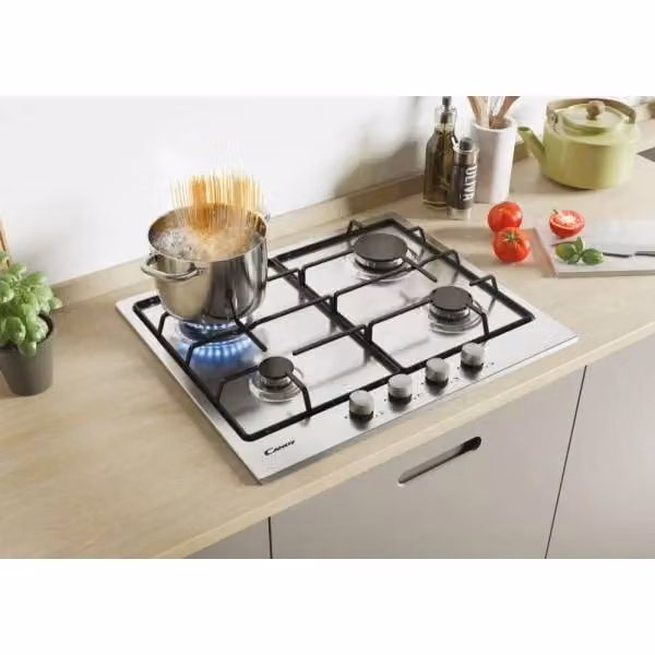 Piano Cottura a Gas Candy Collezione Smart 4 Fuochi in Acciaio Inox Grigio L: 59,5 cm, P: 51 cm – 2