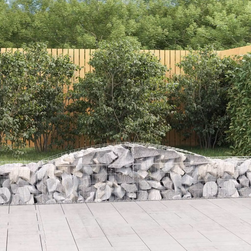vidaXL Cesto Gabbione ad Arco in Acciaio Zincato Grigio Argento L: 400 cm, P: 50 cm, H: 40/60 cm