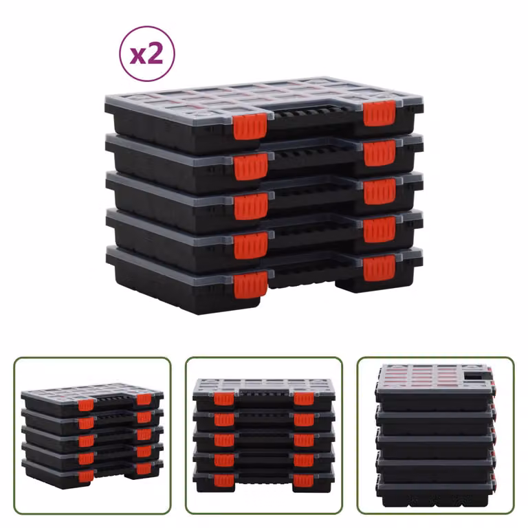 The Living Store Scatole di assortimento 10 pz. 34,5x25x5 cm Polipropilene