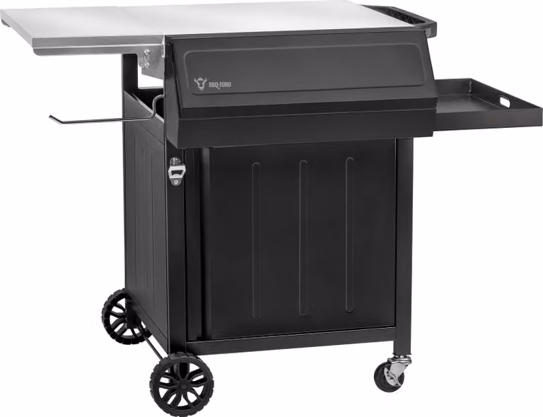 Carrello per barbecue BBQ-Toro 100 x 73 x 91 cm, nero, tavolo per barbecue con ampio piano di lavoro, tavolino laterale