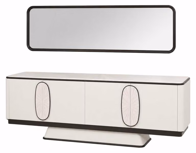 Credenza con specchio, mobile contenitore, mobiletto, buffet