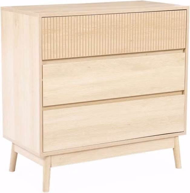 Cassettone Sweeek in stile scandinavo con 3 cassetti, effetto legno pino, colore marrone e beige, L: 80 cm, P: 40 cm, H: 80 cm