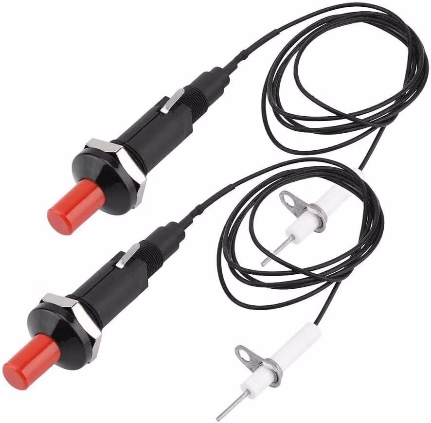 Kit di accensione piezoelettrica per barbecue a gas, composto da 2 pezzi, resistente al calore, ideale per l'uso in giardino e in campeggio