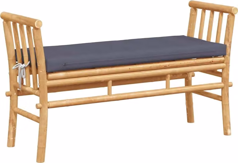 Panchina da giardino con cuscino Marrone 110 x 38 x 65cm Bambù