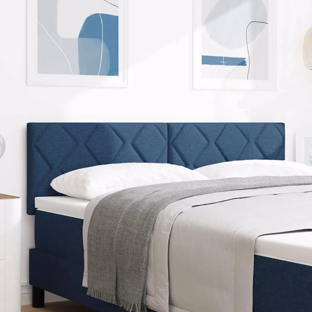 Testiera per letto imbottita vidaXL in tessuto blu con struttura in legno e design moderno, Larghezza: 160 cm