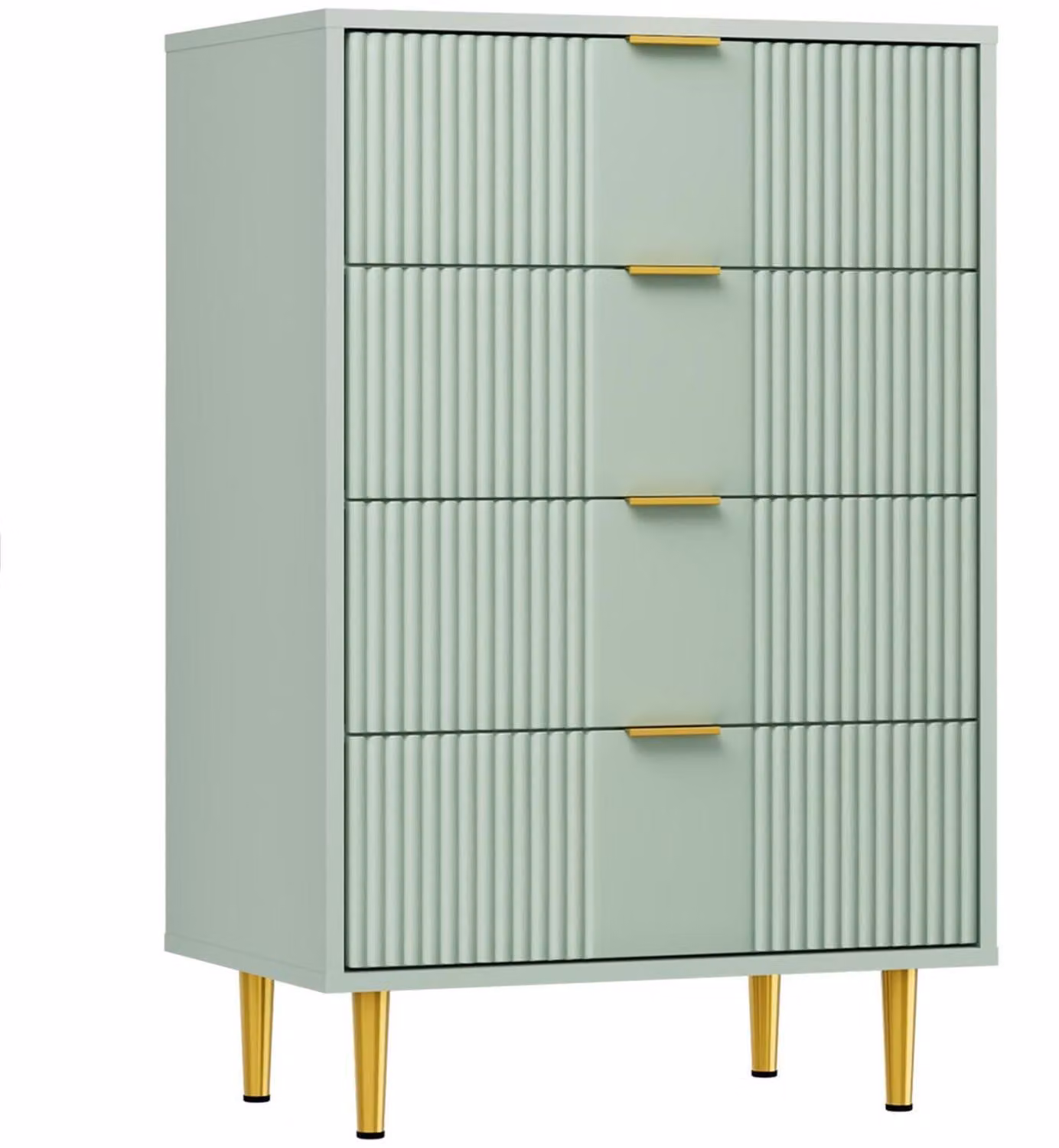 Comodino con 4 cassetti, dimensioni 60 x 40 x 94 cm, colore verde oliva