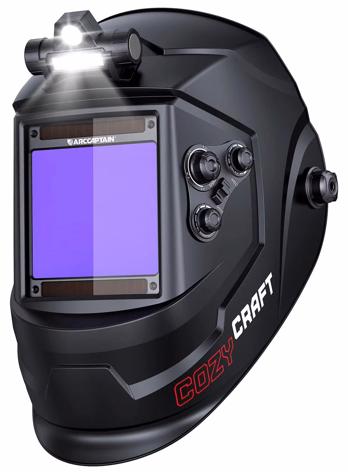 Casco da saldatura, con filtro automatico di oscuramento, luce a LED